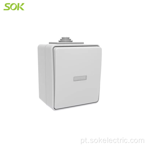 IP65 1 Way 1G Wall Switch com LED de montagem em superfície